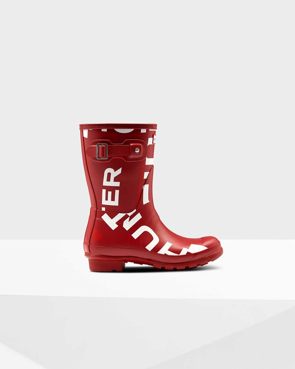 Hunter Original Exploded Logo Short Mid-Calf Women's Rain Boots NZ-63940P Red